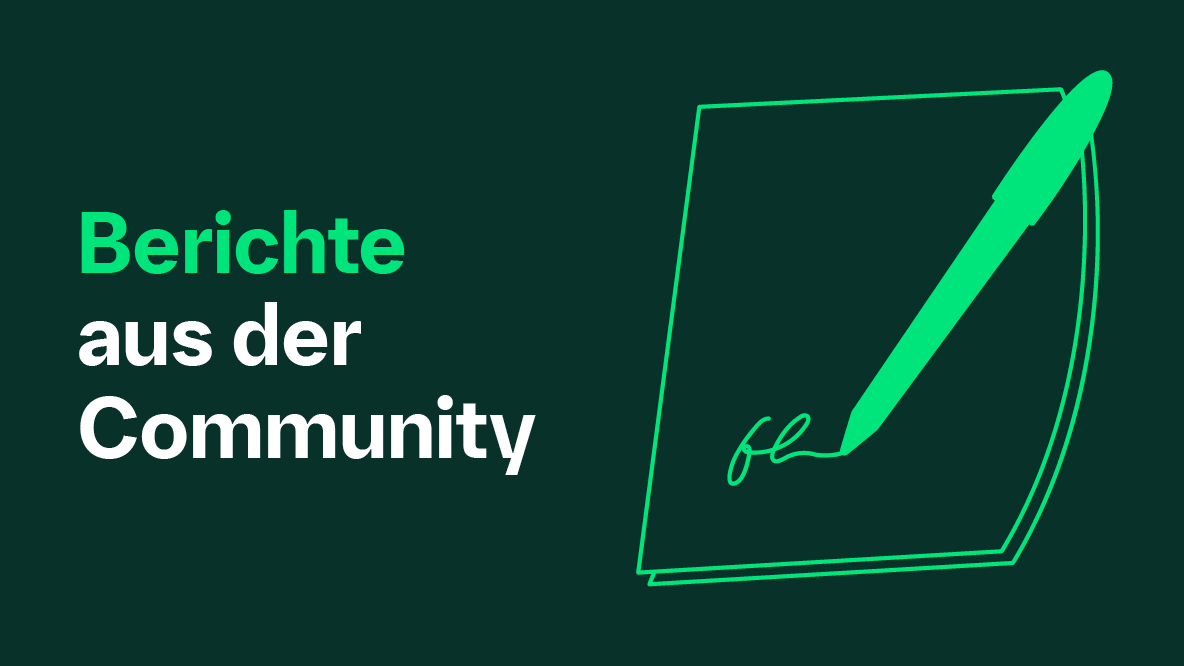 Berichte aus der Community mit Block und Stift