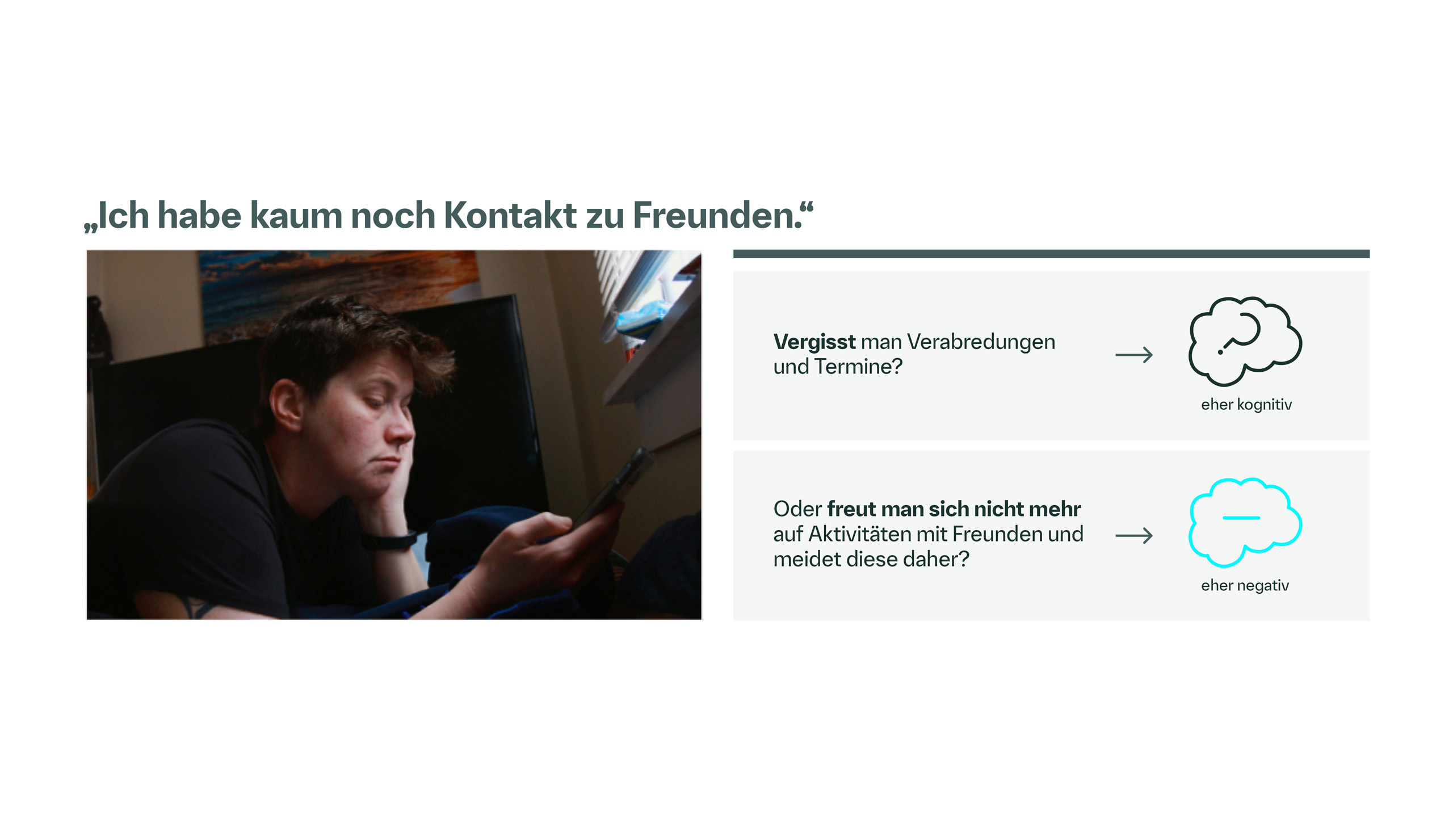 Junger Mann, der kaum noch soziale Kontakte hat aufgrund seiner Schizophrenie