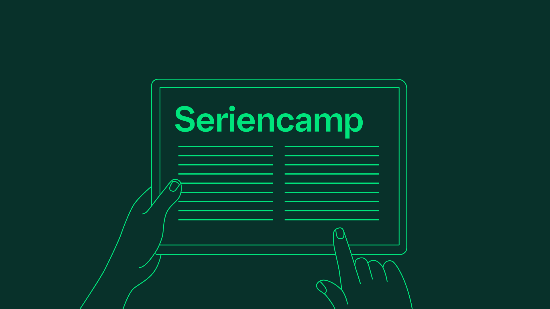 Illustration von Dokument mit Aufschrift Seriencamp.