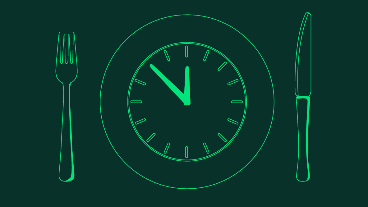 Vorschau: Besteck und Teller mit Uhr