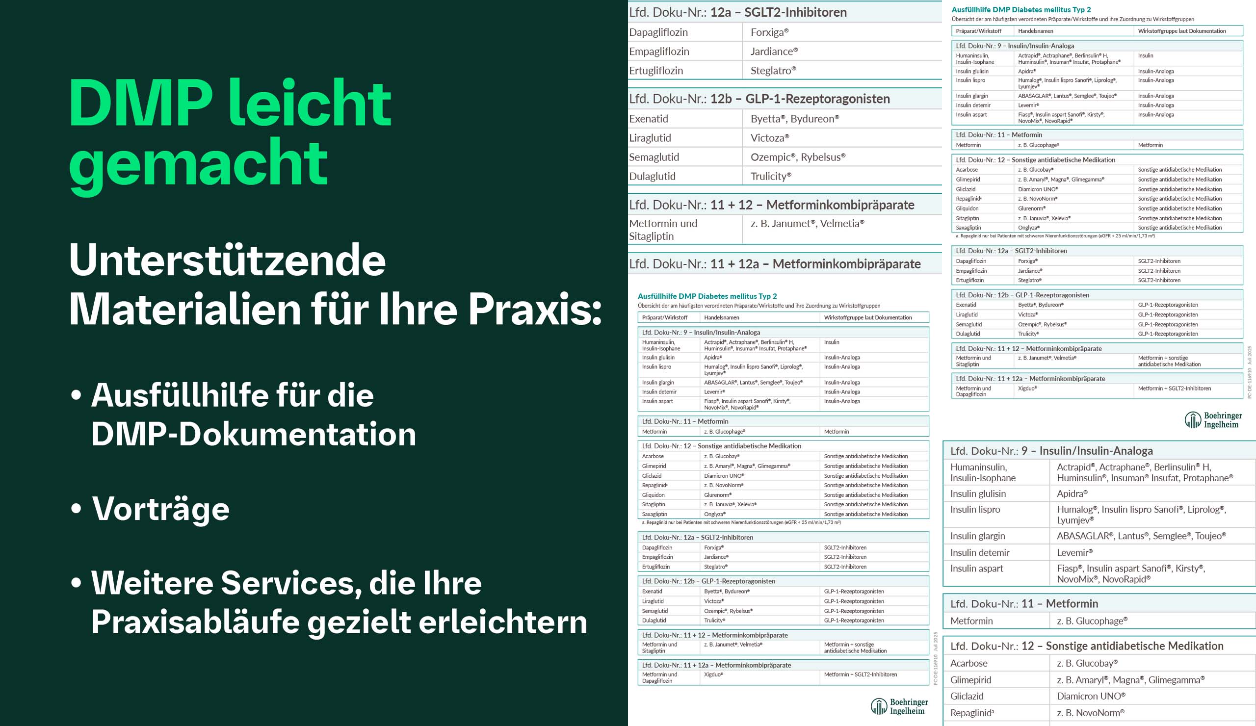DMP leicht gemacht: Unterstützende Materialien für Ihre Praxis | Ausfüllhilfe für die DMP-Dokumentation | Vorträge | Weitere Services