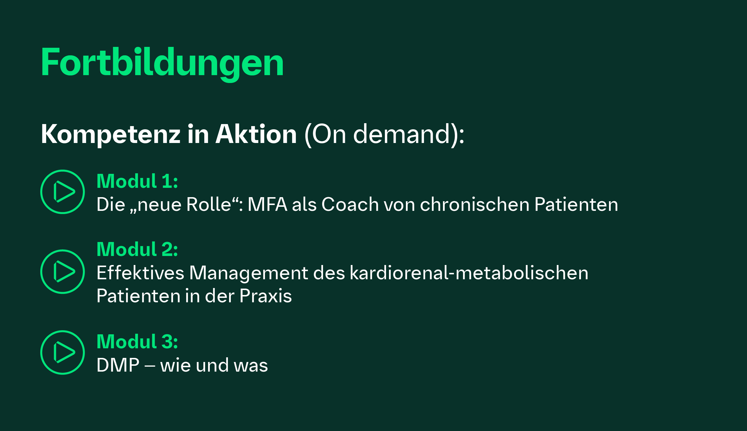 Fortbildungen – Kompetenz in Aktion | Module 1–3