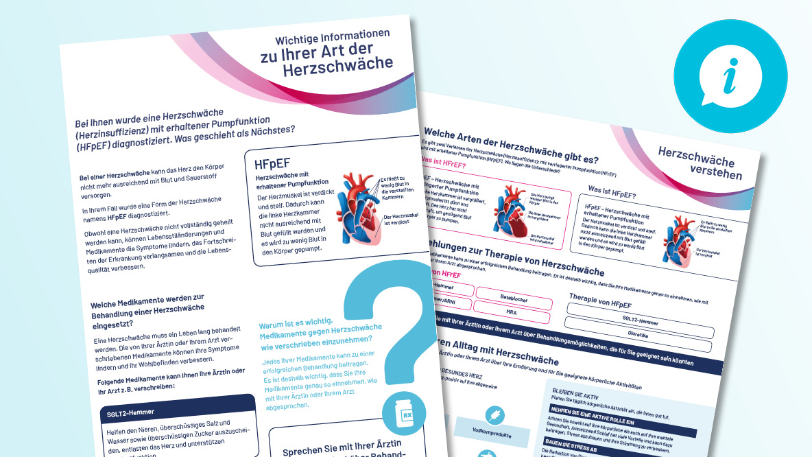 Vorschau Abreißblöcke mit Informationsblatt und Poster HFpEF und HFrEF