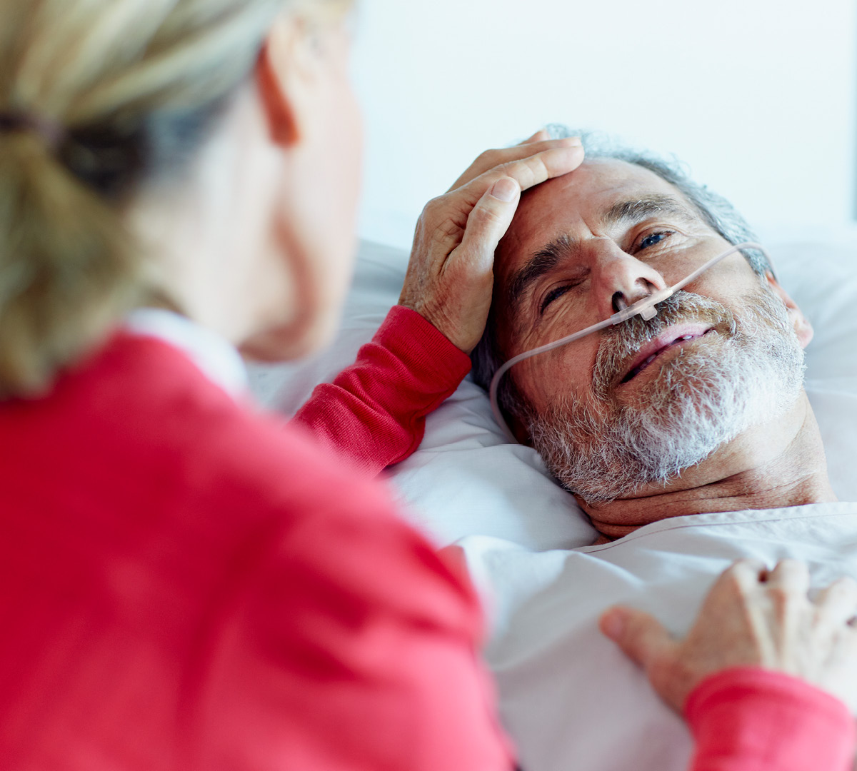 Lungenfibrose-Patient im Krankenhaus