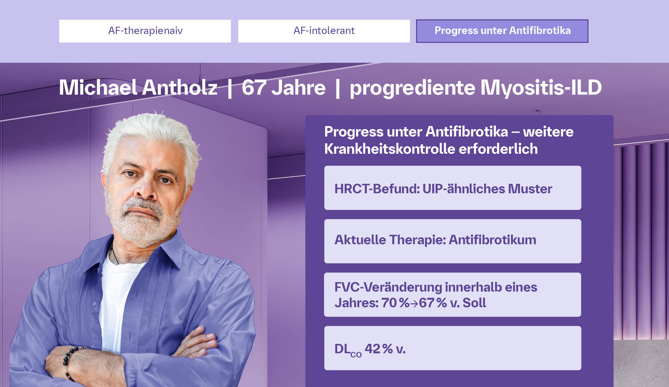 Patient mit progredienter Myositis-ILD trotz antifibrotischer Therapie