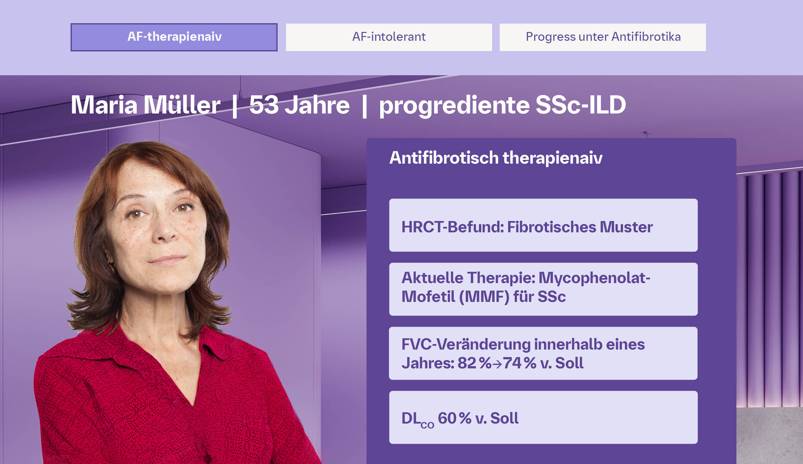 Patientin mit progredienter SSc-ILD, die antifibrotisch therapienaiv ist