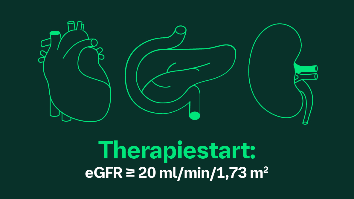 Therapiestart: eGFR ≥ 20 ml/min/1,73 m2